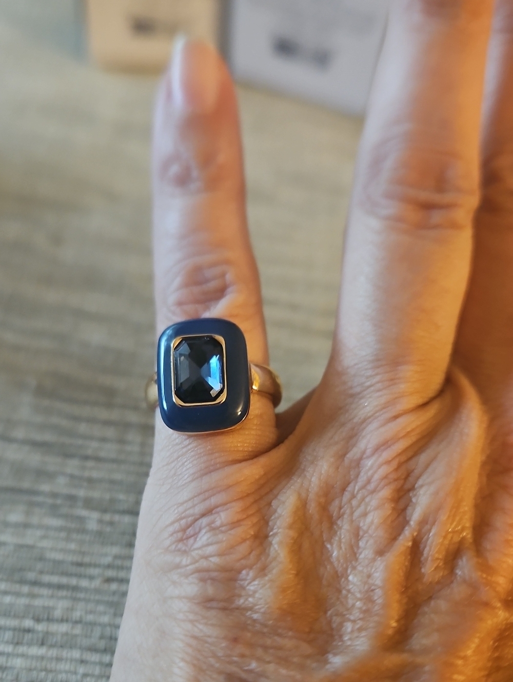 3 For $10 Blue Statement Ring with Deep Blue Stone